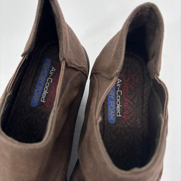 Skechers Wedge Booties Slip On Ankle Boots 10 Air Cooled Memory Foam Parallel - Picture 8 of 10
